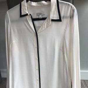 Chic jcrew silk top with black detailing